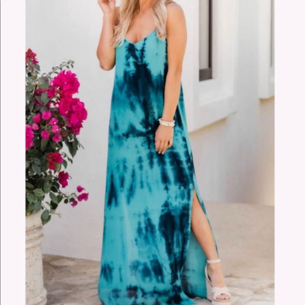 Blue tie dye maxi